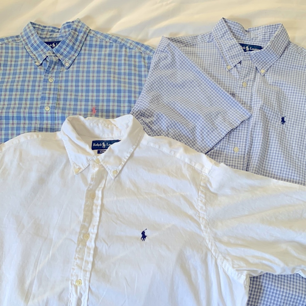 3 short sleeve Ralph Lauren classic button down shirts